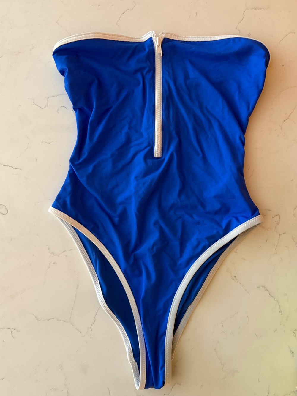 SKIMS Blue One-Piece Swimsuit with Front Zip